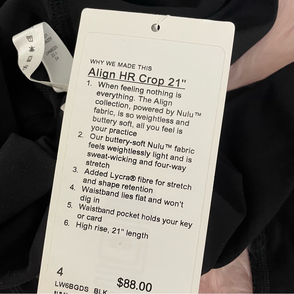 ✴️ NWT LULULEMON ALIGN CROP 21” INSEAM BLACK SIZE 4 | FIRM PRICE | - Picture 5 of 6